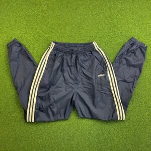 Vintage 90s Y2K AdidasThree Stripe Navy Windbreaker Track Pant Sz L